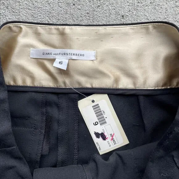 DEADSTOCK Vintage Y2K Diane Von Furstenberg Malcolm PantLow Rise Wool Silk Lace - Picture 5 of 13